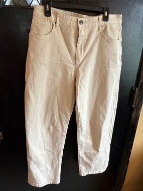 Kut from the Kloth Cream High Rise Ashley slouchy barrel jeans 12 NWT